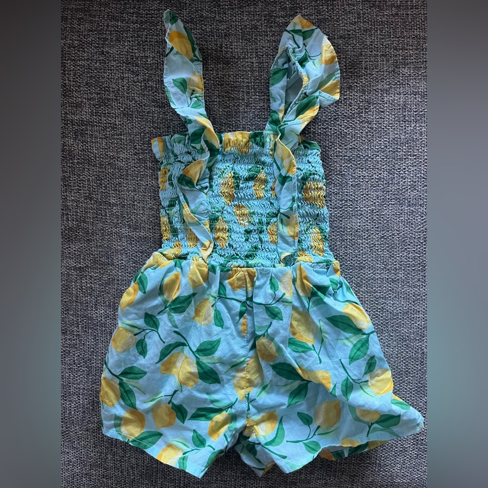 Janie and Jack lemon print short romper 12-18 months
